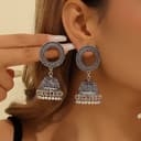 Vintage Jhumka Earrings – Round Bell Tassel Design for Women