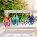 Resin Drop Earrings – Pink, Orange & Silver Sparkle