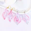 Resin Drop Earrings – Pink, Orange & Silver Sparkle