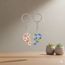 Best Friends Forever (BFF) Floral Heart Puzzle Keychain