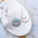Boho Turquoise Drop Earrings | Sterling Silver Dangle Statement Jewelry | Tibetan Tribal Ethnic Style Gift