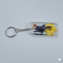 Personalized Baby Photo & Pressed Flower Resin Keychain | Rectangular Floral Picture Keyring