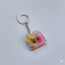 Personalized Photo & Pressed Flower Resin Keychain | Square Custom Picture Keyring with Clasp | New Mom Gift