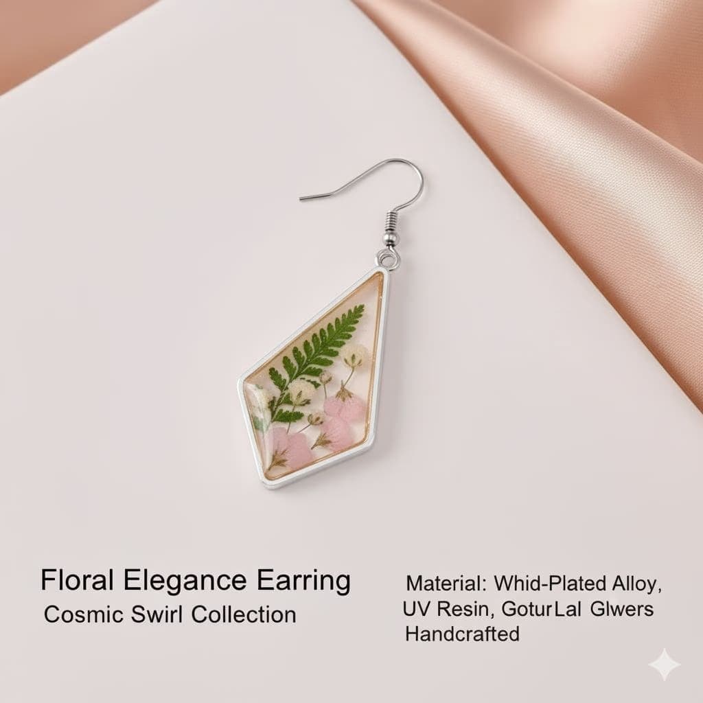 Custom Resin Drop Earrings | Personalized Geometric Dangle Earring Collection | Botanical, Glitter, or Cosmic Galaxy Designs